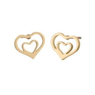 Boucles d'oreilles double coeur